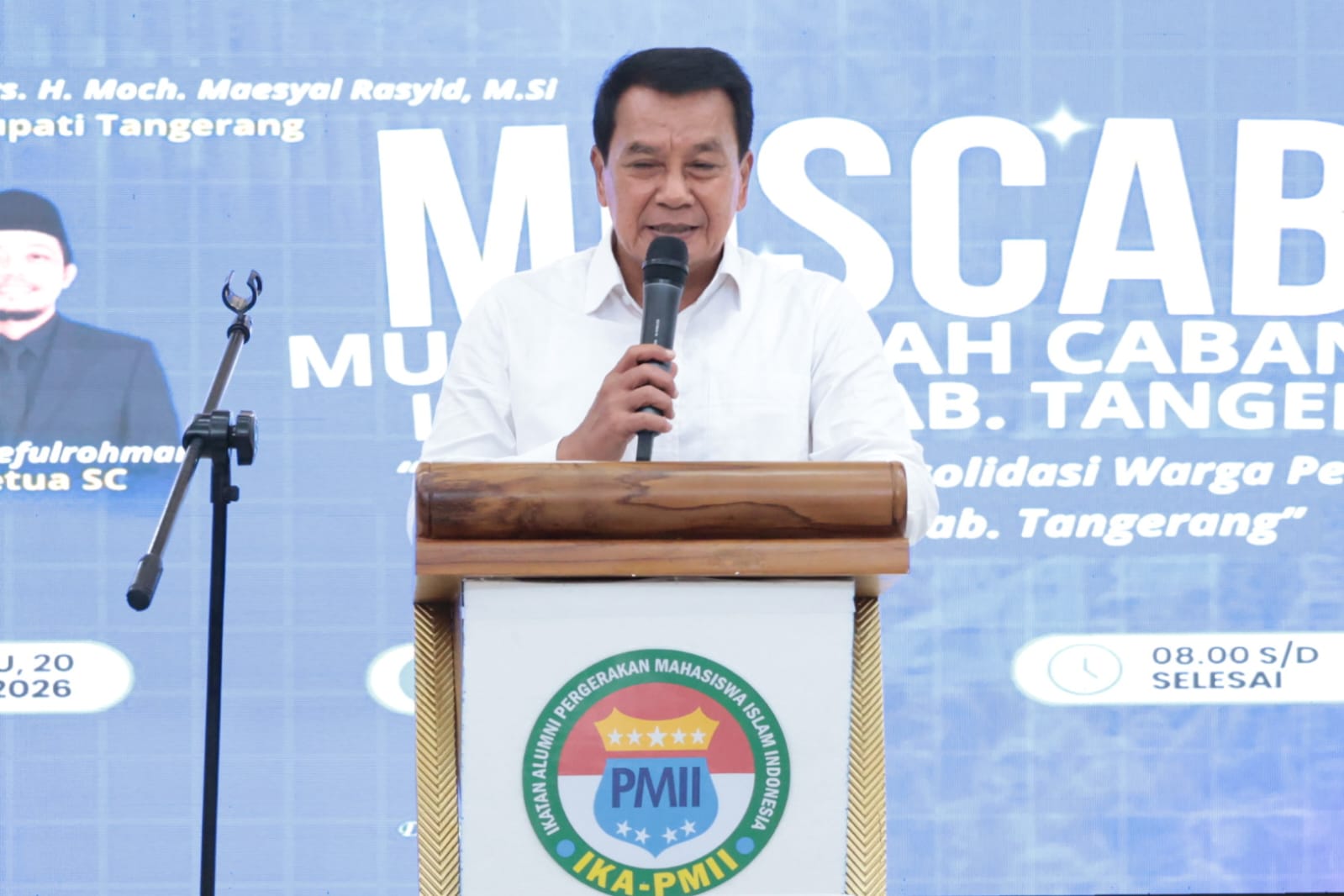 Bupati Tangerang Moch Maesyal Rasyid pidato di Muscab IKA PMII Kabupaten Tangerang
