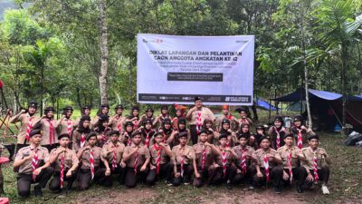 Foto bersama 47 calon anggota Pramuka UNDHARI Angkatan 12 saat Diklat Lapangan di Harau Valley Camp Lima Puluh Kota 2026