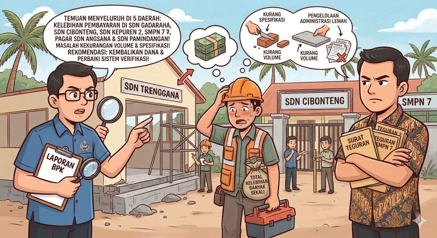 Ilustrasi temuan BPK terkait kelebihan pembayaran proyek pembangunan sekolah di Serang karena kekurangan volume dan spesifikasi