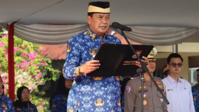 Bupati Tangerang Moch Maesyal Rasyid pidato saat upacara Hari Koperasi ke 79 di Puspemkab Tangerang