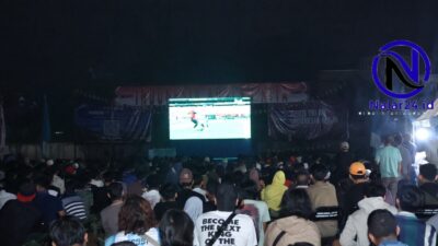 Ribuan warga nobar final Piala Dunia 2026 Argentina vs Spanyol di Lapangan Lubang Buaya Jakarta Timur