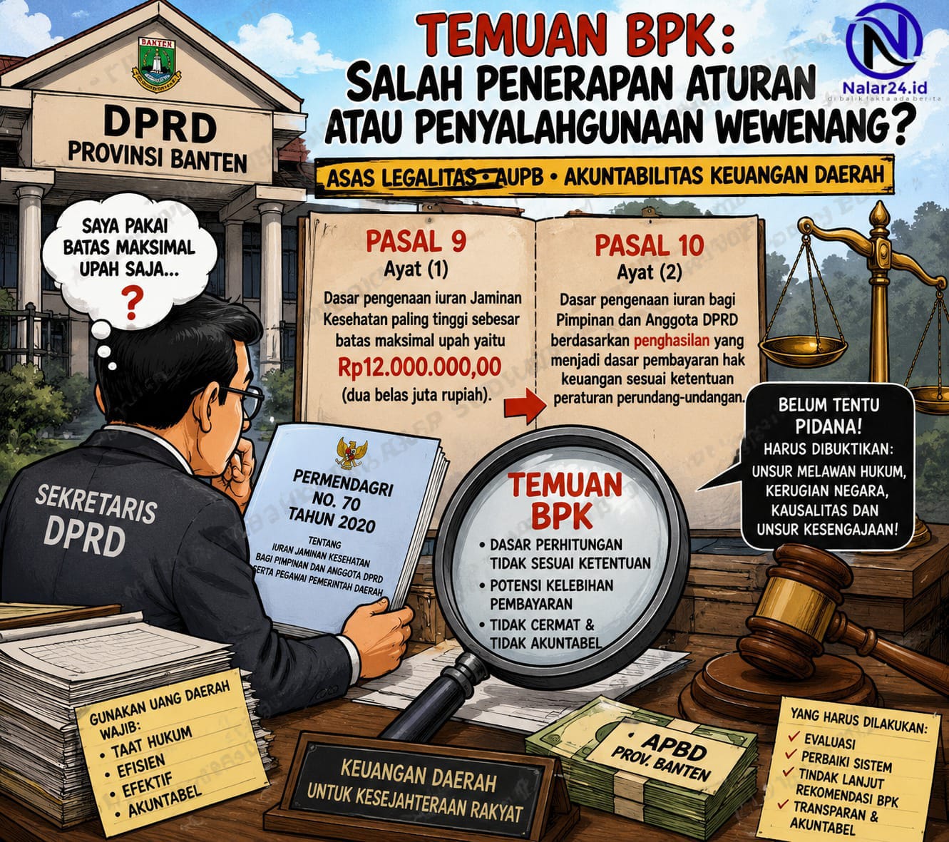 analisis hukum temuan bpk iuran bpjs dprd provinsi banten permendagri 70 2020