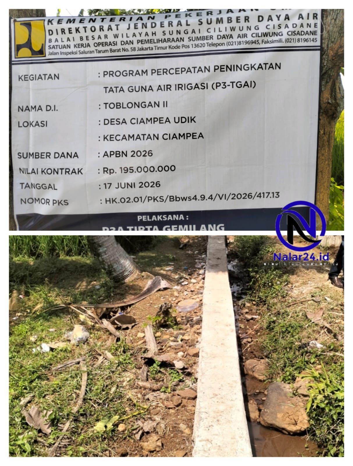 Pembangunan saluran irigasi P3-TGAI di Ciampea Udik