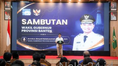 Wakil Gubernur Banten Dimyati Natakusumah saat berikan sambutan pengukuhan Bamagnas Banten