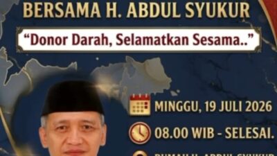 Flyer Aksi Donor Darah Ke-26 H Abdul Syukur bersama PMI Kota Tangerang 19 Juli 2026