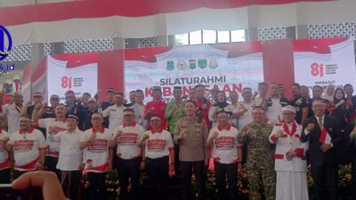 Walikota Tangerang Sachrudin bersama Forkopimda dan tokoh masyarakat foto bersama di acara Silaturahmi Kebangsaan GOR Nambo