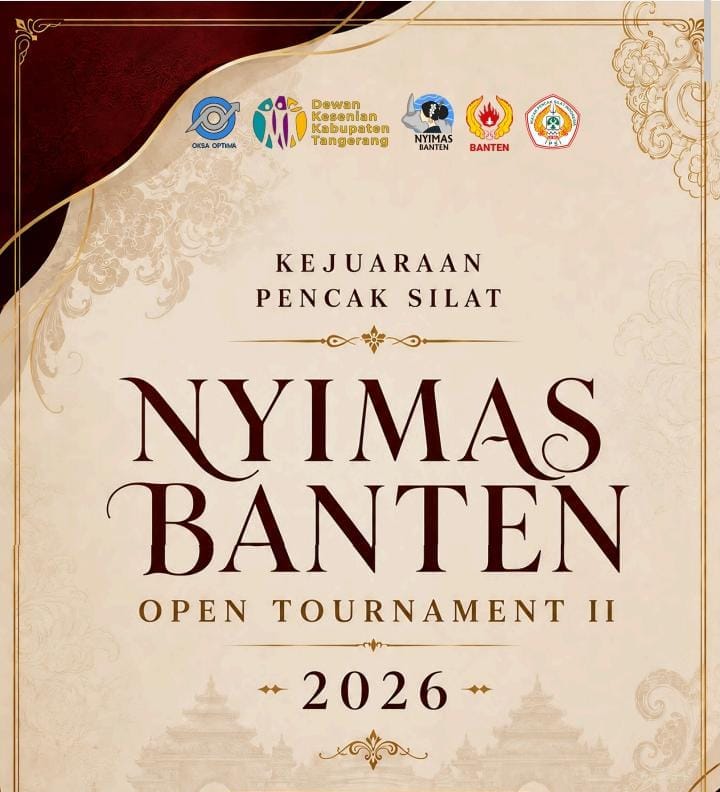 Poster resmi Kejuaraan Pencak Silat Nyimas Banten Open Tournament II 2026`