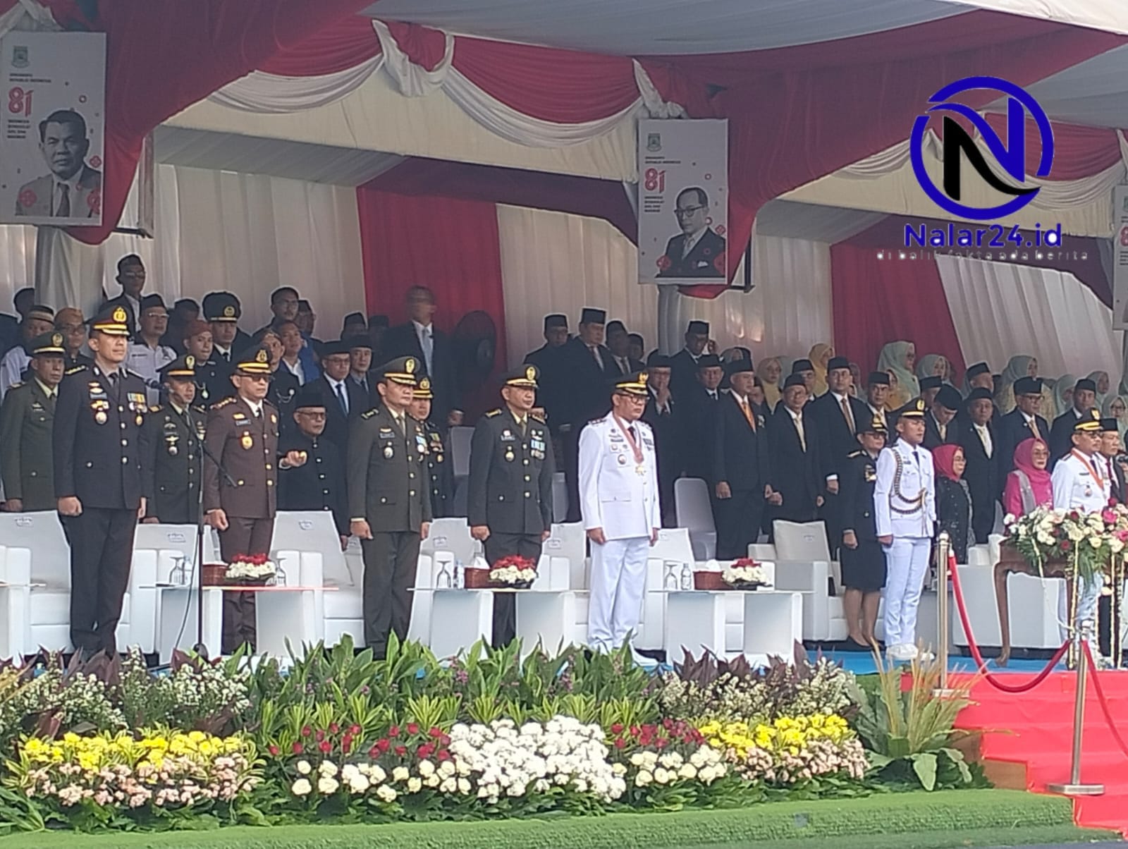 Wali Kota Tangerang Sachrudin bersama Forkopimda di mimbar upacara HUT RI ke-81