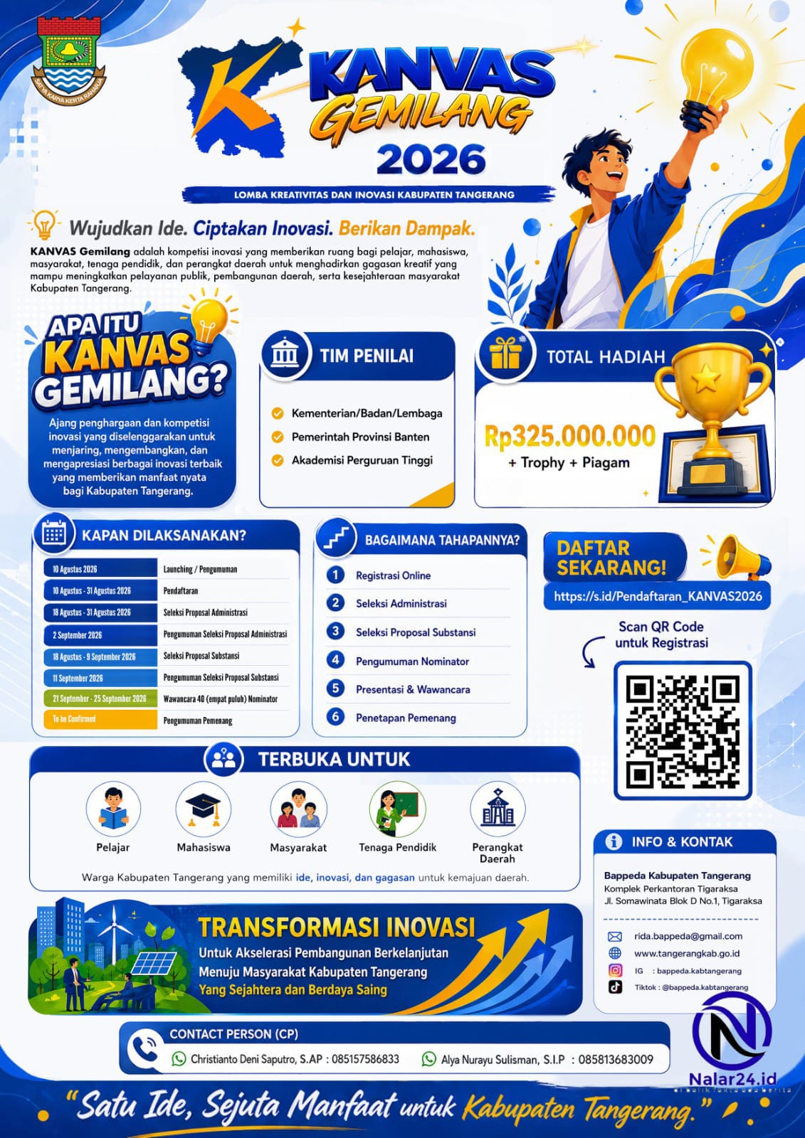 Poster Kanvas Gemilang 2026 dengan tema Wujudkan Ide Ciptakan Inovasi Berikan Dampak