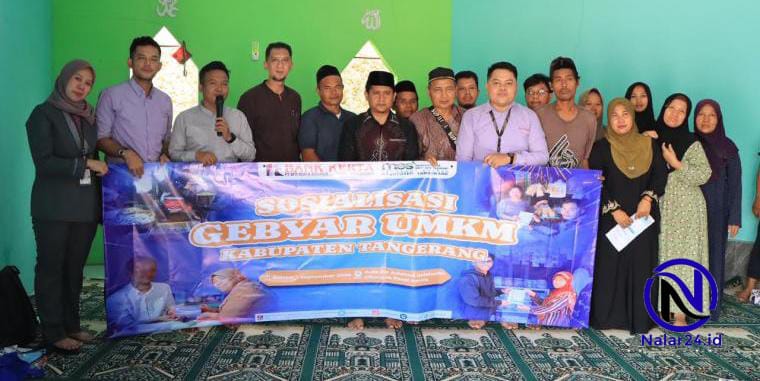 Foto bersama peserta sosialisasi Gebyar UMKM Kabupaten Tangerang di Aula KH. Achmad Solehudin, Cilongok, Pasar Kemis