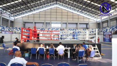 Suasana ring tinju Kejuaraan Antar Sasana di GOR Nambo Jaya Tangerang