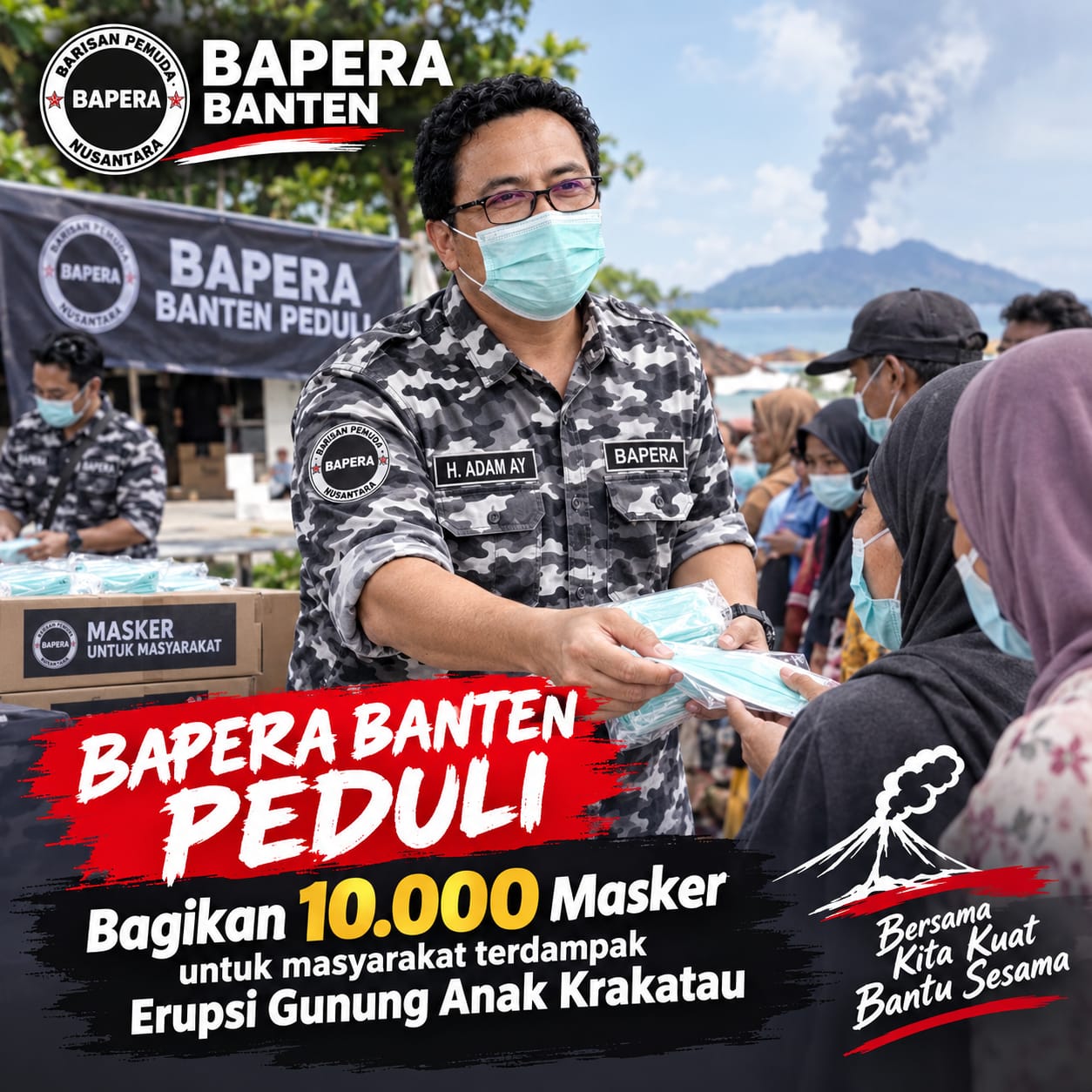 BAPERA Banten bagikan masker erupsi Gunung Anak Krakatau