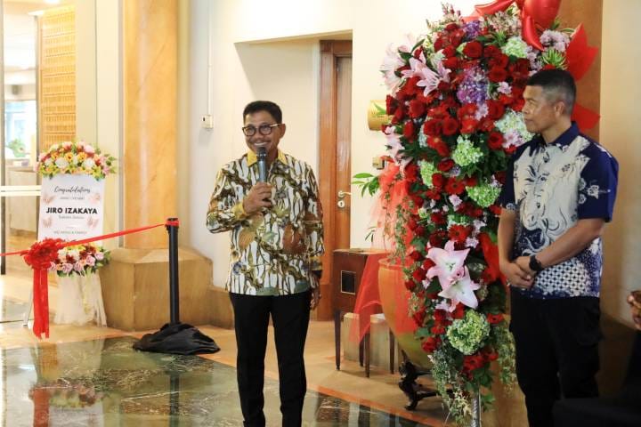 Walikota Tangerang sahcrudin menyampaikan sambutan pada peresmian Jiro Izakaya di kawasan Modern Golf Kota Tangerang