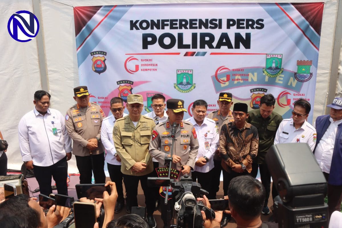 Kapolda Banten Irjen Pol Hengki dan Kapolresta Tangerang Kombes Indra Waspada konferensi pers program Poliran Polisi Peduli Pengangguran bersama Gyokai di Cisoka